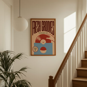 Vinyl Record Print | Fresh Grooves | Music Inspired Wall Art | Retro Mid Century Poster, 8 of 11