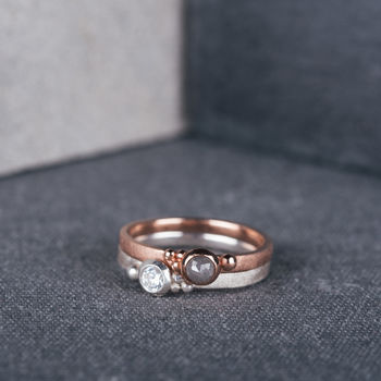 9ct Rose Gold Seeded Engagement Ring With Grey Diamond, 3 of 4