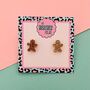 Gold Gingerbread Christmas Stud Earrings, thumbnail 5 of 5