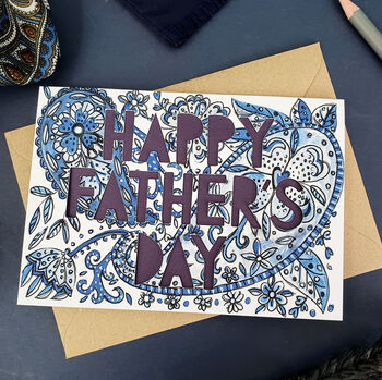 Happy Father's Day Paisley Floral Paper Cut Card, 2 of 4