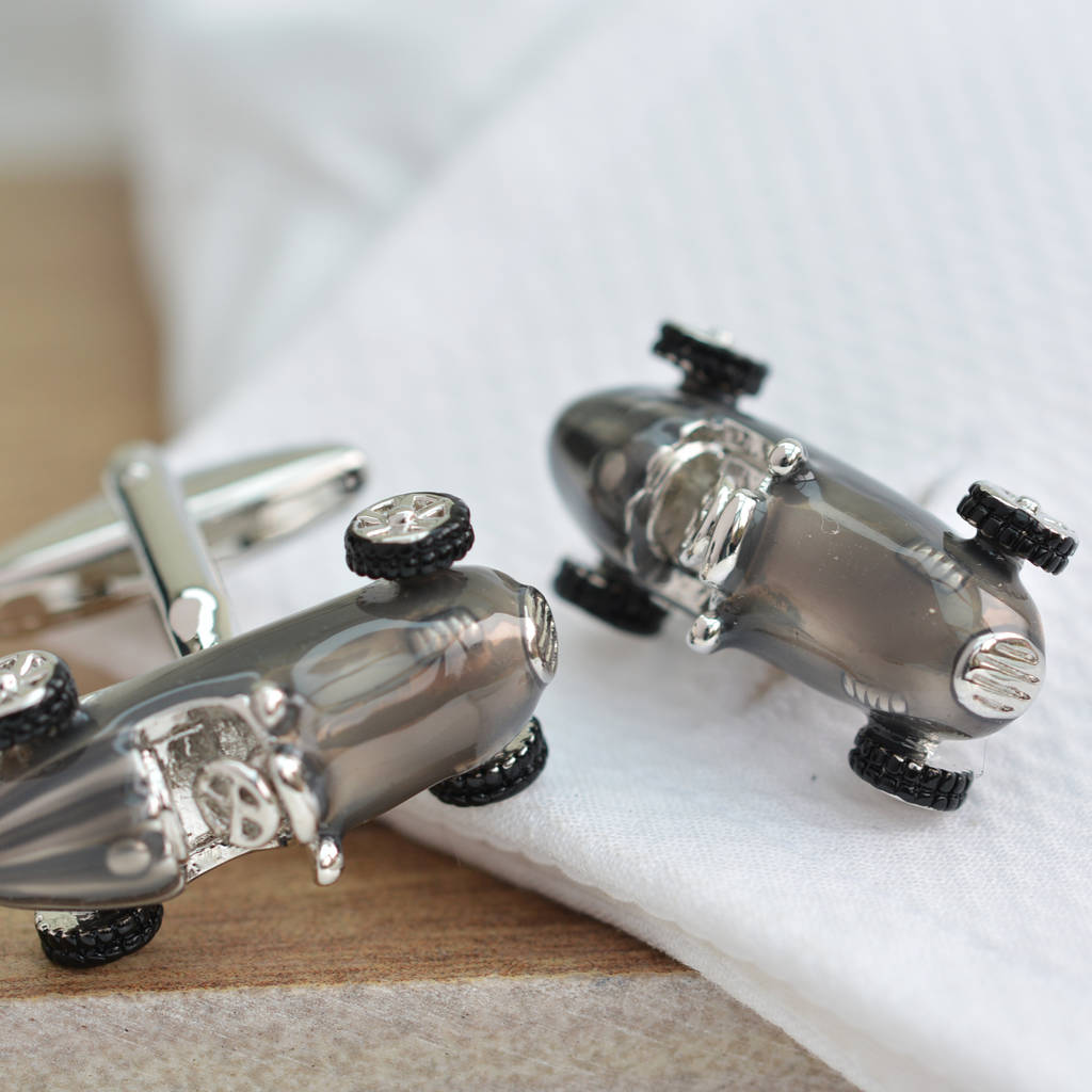 Grey Racing Car Cufflinks By Me and My Car