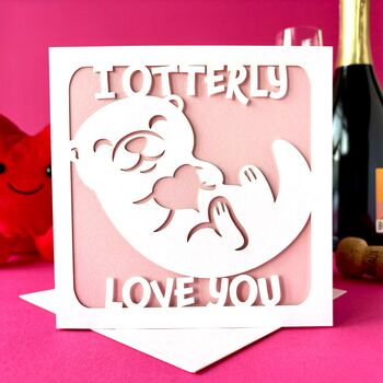 Otterly Love You Papercut Valentine's Card, 2 of 5