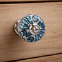 Set Of Two White And Blue Flower Drawer Pull, thumbnail 1 of 2