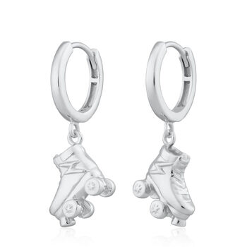 Roller Skate Charm Hoop Earrings, Sterling Silver Or 18ct Gold Plated, 5 of 8