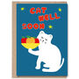 White Cat Get Well Soon Funny Pun Feel Better Card, thumbnail 1 of 2