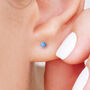 Mini Sterling Silver Blue Opal Ball Stud Earrings, thumbnail 1 of 7