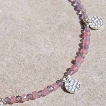 Ibiza Sunset Amethyst And Pink Quartz Silver Anklet, 5 of 9