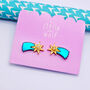 Teal And Gold Shooting Star Stud Earrings, thumbnail 1 of 8