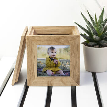 Personalised Oak Photo Cube Keepsake Box, 10 of 12
