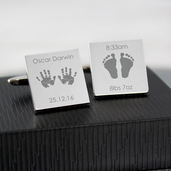 Personalised New Dad Cufflinks New Baby Feet And Hands, 4 of 4