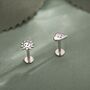 Sterling Silver Sun And Cloud 16 G Flat Back Labret Earrings, thumbnail 3 of 12