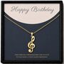Personalised Treble Clef Music Note Necklace Engraved Name, thumbnail 4 of 10