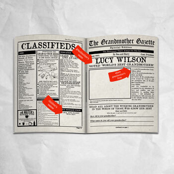 'The Grandmother Gazette' Personalised Newspaper, 2 of 8