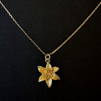 Lily Gold Flower Necklace, 14k Gold Plated, 5 of 6