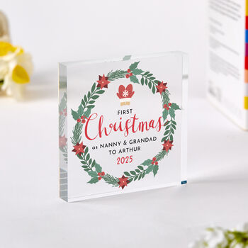 First Christmas Nanny And Grandad Plaque Gift, 3 of 4