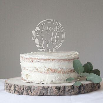 Personalised Floral Wreath Wedding Cake Topper, 3 of 5