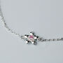 Sterling Silver Pink Crystal Flower Charm Bracelet, thumbnail 3 of 6