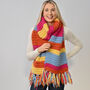 Bright Bold Rainbow Striped Scarf Knitting Kit, thumbnail 1 of 6