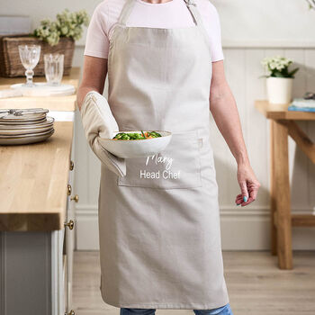 Personalised Ecru Cotton Apron, 3 of 7