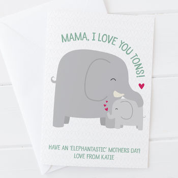 I Love You Tons Elephant Card For Mummy, Mum Or Mama, 2 of 3
