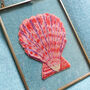 Pink Scallop Shell Gold Framed Embroidery Art, thumbnail 3 of 5