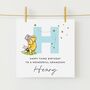 Initial Birthday Card Winnie The Pooh Grandson *Fully Personalised, thumbnail 1 of 2