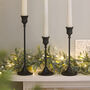 Three Black Iron Taper Candle Candlestick Holders, thumbnail 2 of 3