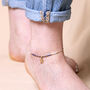 Blue Miyuki Bead Turtle Charm Cord Anklet In Gold, thumbnail 3 of 4