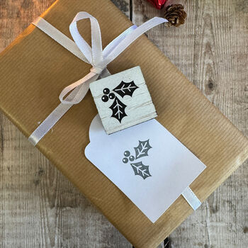 Merry Christmas Holly Design Rubber Stamp For Crafting, 8 of 8