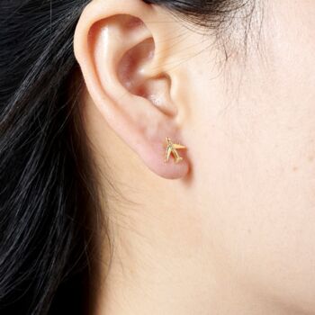 Gold Cz Plane Stud Earrings, Aeroplane Earrling, Airplane Earrings, 2 of 7