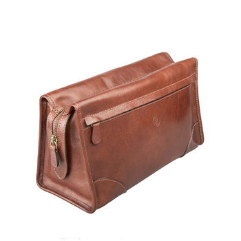 Personalsied Luxury Large Leather Wash Bag. 'The Tanta', 5 of 10