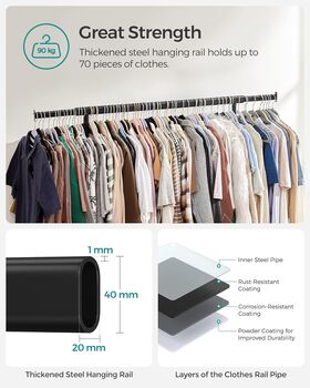Clothes Rack On Wheels Extendable Hanging Rail, 3 of 12