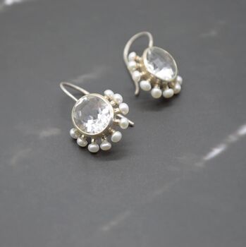 Clear Quartz, Pearl Silver Earrings, 10 of 12