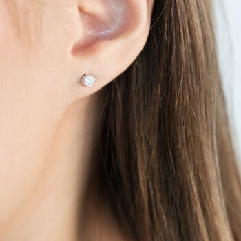 18ct White Gold Diamond Stud Earrings, 2 of 8
