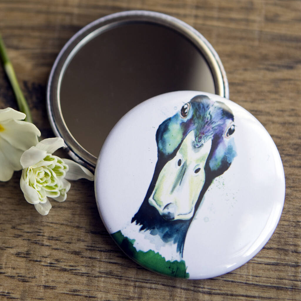 Inky Mallard Pocket Compact Mirror, 1 of 5