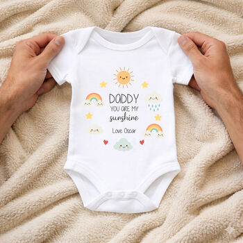Personalised First Father's Day Babygrow / Baby Bodysuit Sun, 2 of 8