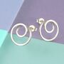 Double Curl Round Silver Stud Earrings, thumbnail 1 of 4