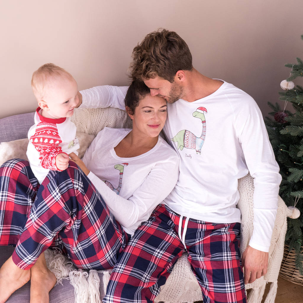 Personalised Christmas Dinosaur Family Pyjama Set By Sparks And Daughters