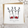 Couples Glittery Reindeer Christmas Card, thumbnail 2 of 3