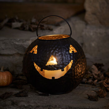 Black Lantern Pumpkin Decoration With Tru Glow® Candle, 3 of 3