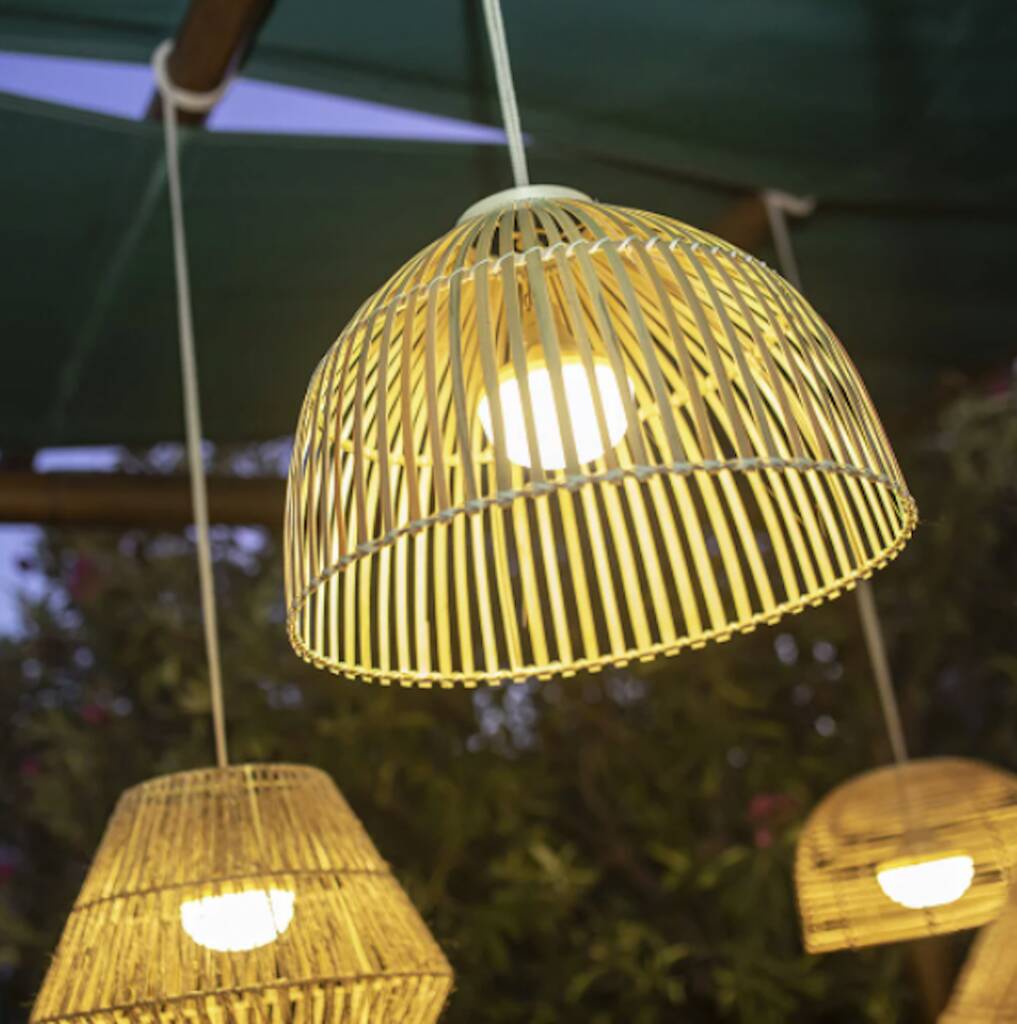 Rechargeable LED Natural Woven Pendant, 1 of 6