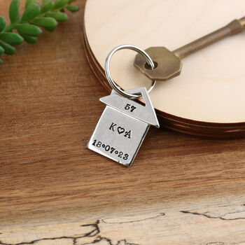 Housewarming Gift New Home House Shaped Keyring, 4 of 8
