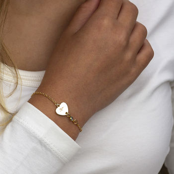 Personalised Sideways Heart Birthstone Bracelet, 5 of 10