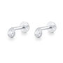 Sterling Silver Tiny Teardrop Cz 16 G Flat Back Labret Earrings, thumbnail 6 of 11