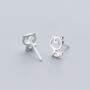 Sterling Silver Curly Cat Stud Earrings, thumbnail 2 of 3