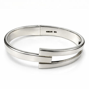 Solid Sterling Silver Chunky Interlaced Hinged Bangle, 6 of 9