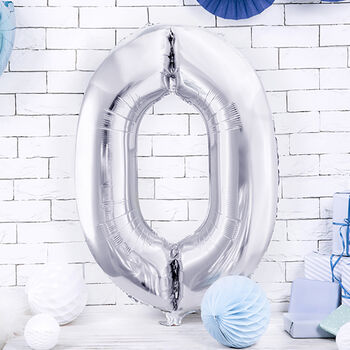 Silver Any Age Foil Number Birthday Balloon, 4 of 5