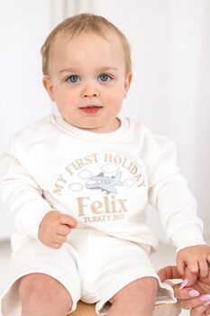 My First Holiday Personalised Embroidered Holiday Airport Sweatshirt Jumper, 2 of 8