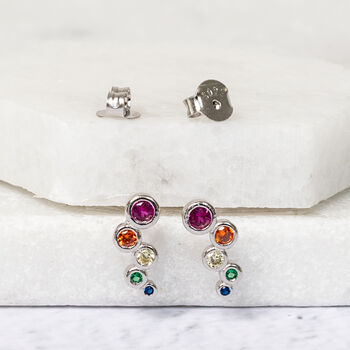 Sterling Silver And Cubic Zirconia 50th Birthday Ear Studs, 2 of 9