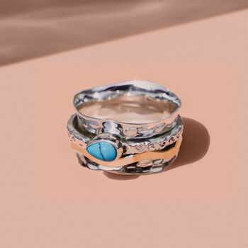 Aura Magic Turquoise Silver Spinning Ring, 5 of 8